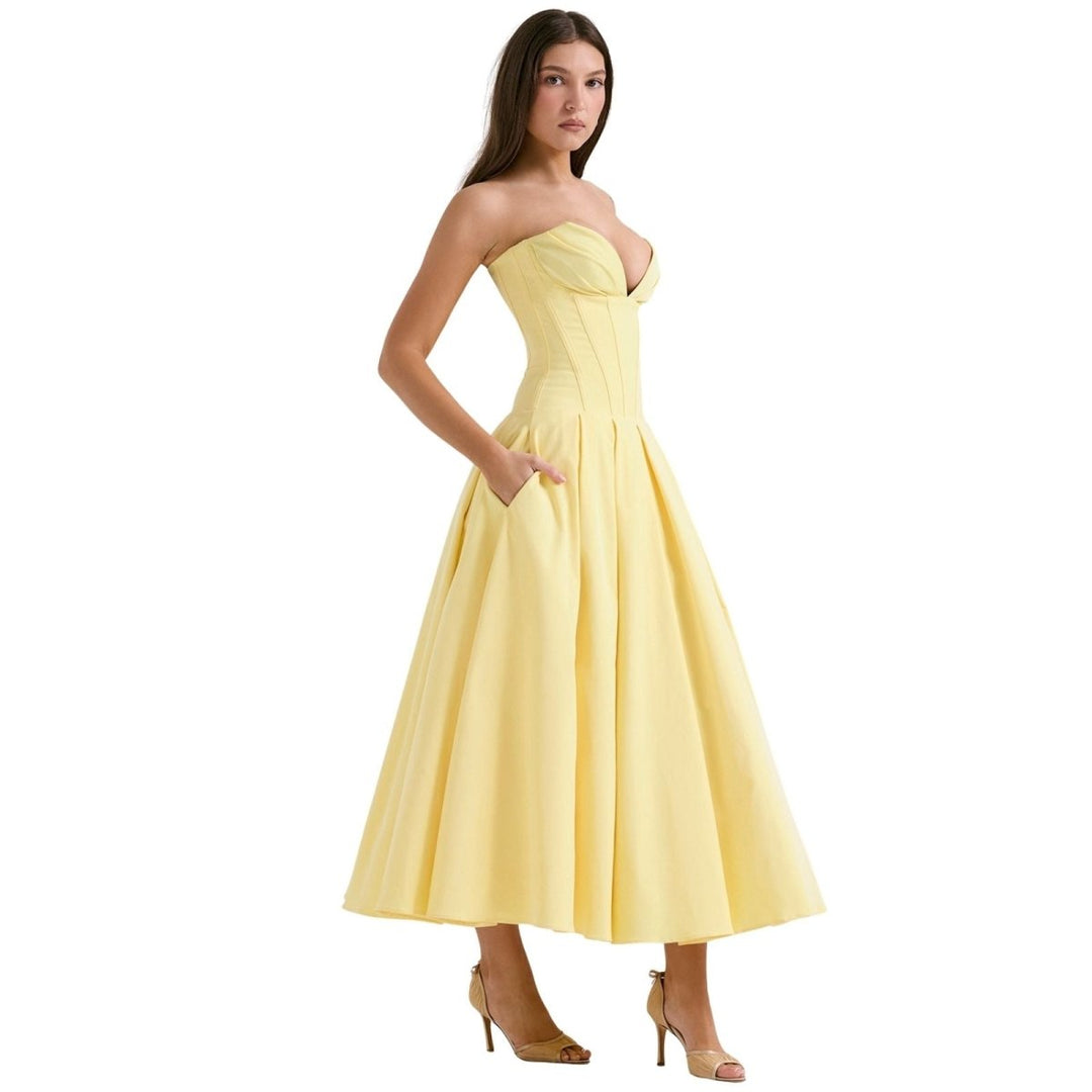 Strapless Corset Midi Dress for Women
