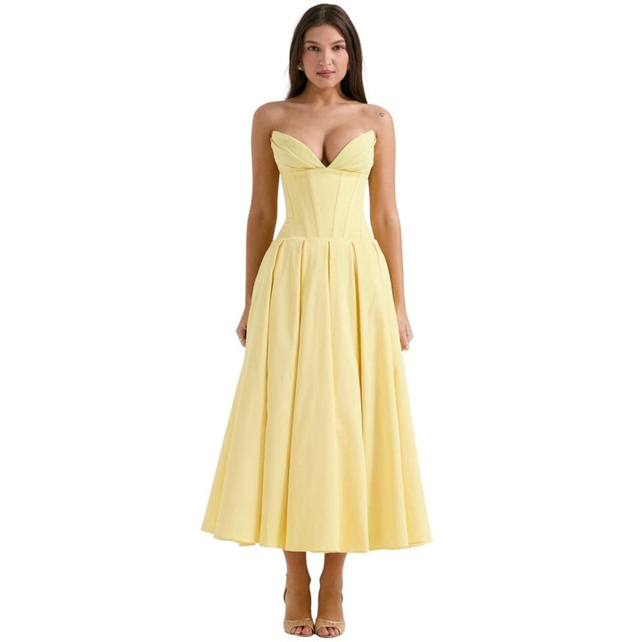 Strapless Corset Midi Dress for Women