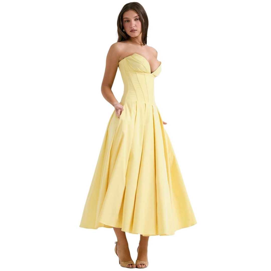 Strapless Corset Midi Dress for Women