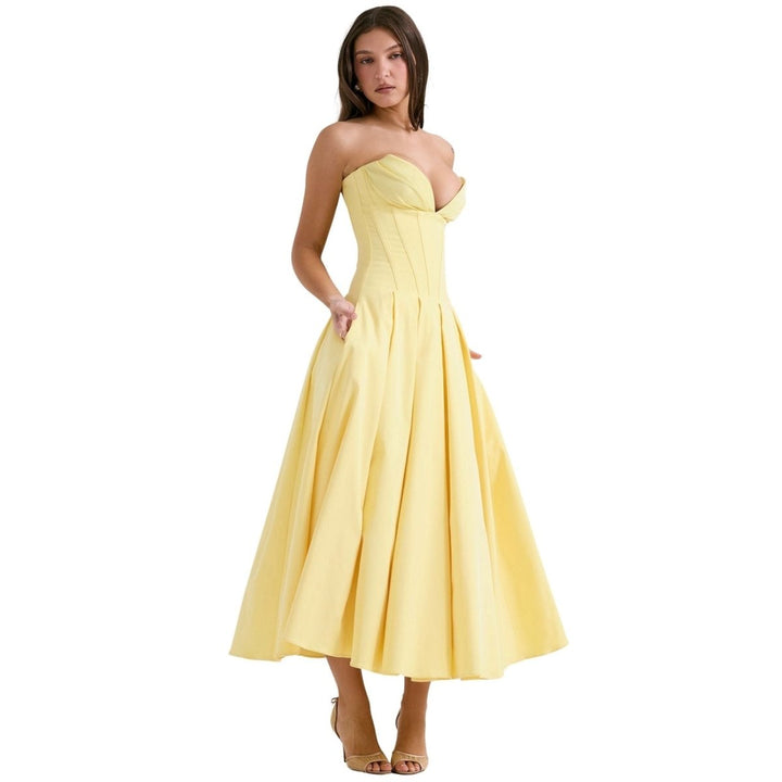 Strapless Corset Midi Dress for Women