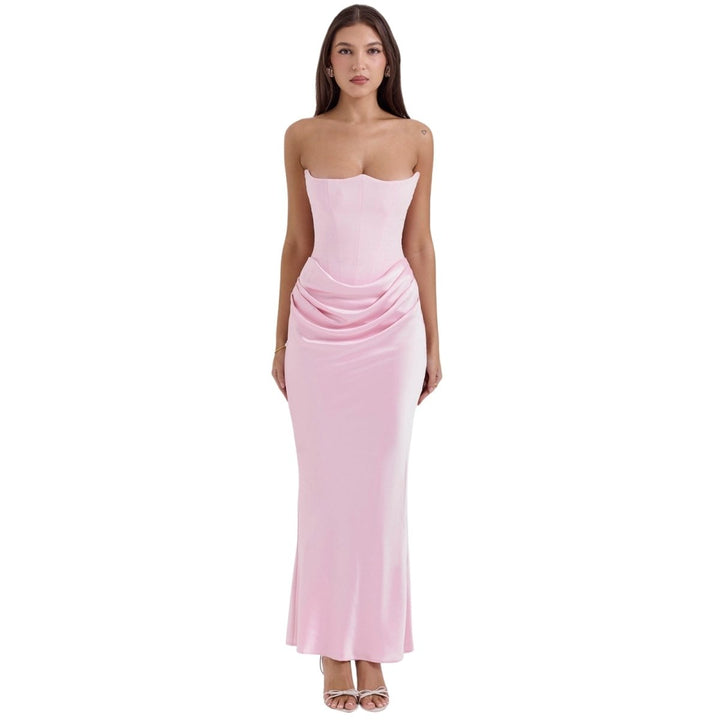 Ruched Strapless Maxi Dress for Women