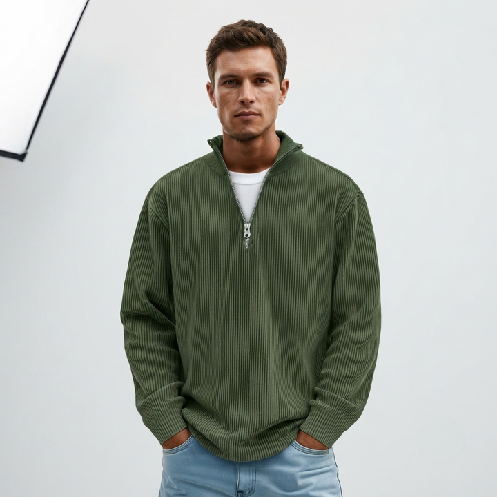 Men's Ribbed Quarter Zip Sweatshirt