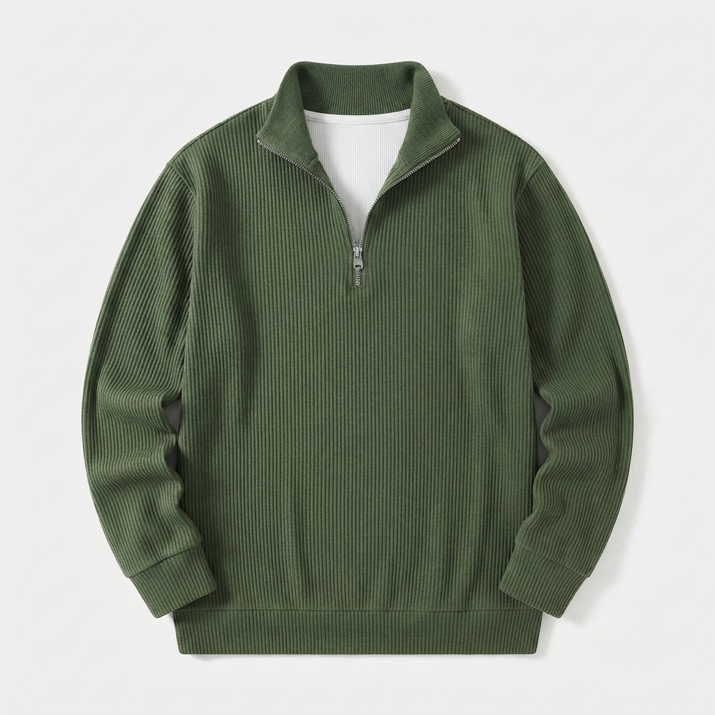 Men's Ribbed Quarter Zip Sweatshirt