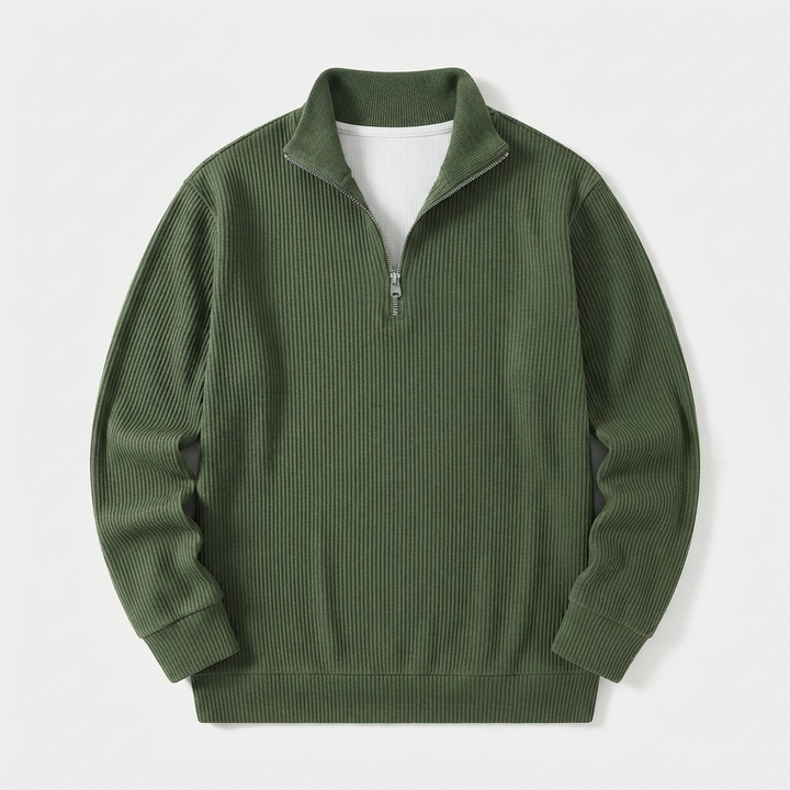 Men's Ribbed Quarter Zip Sweatshirt