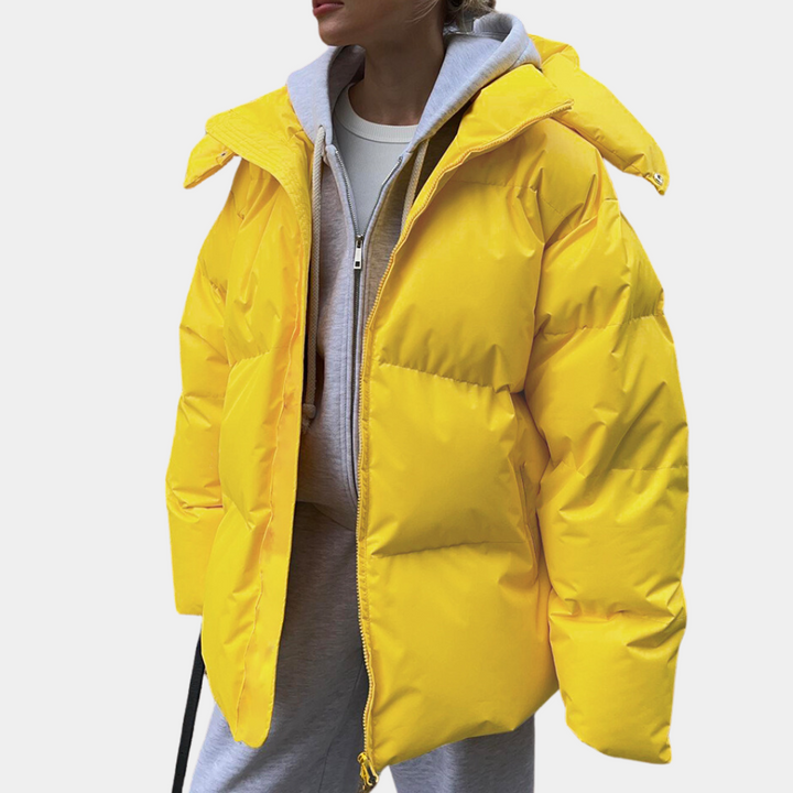 Women's Quilted Puffer Jacket with Hood in Relaxed Fit