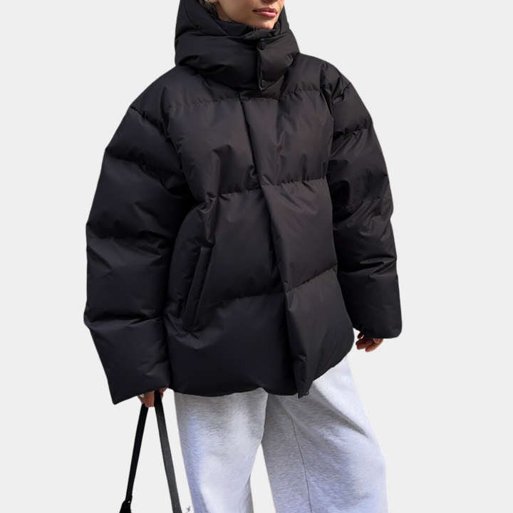 Women's Quilted Puffer Jacket with Hood in Relaxed Fit