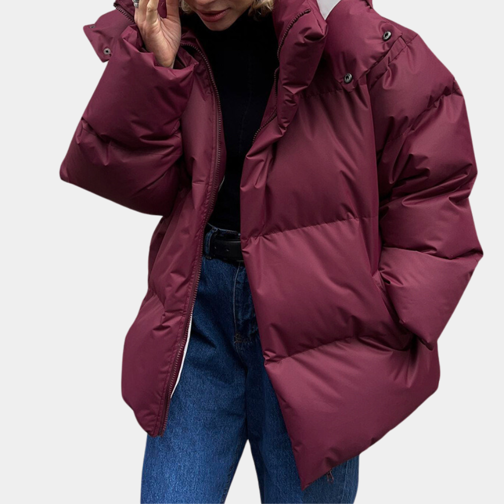 Women's Quilted Puffer Jacket with Hood in Relaxed Fit