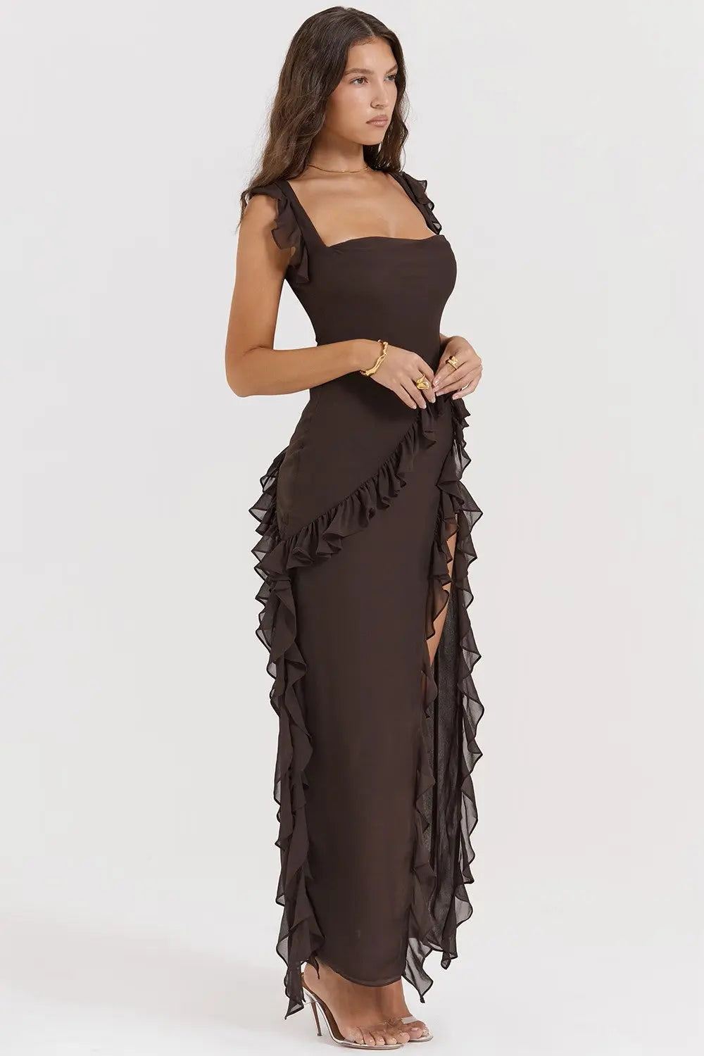 Lucia | Ruffle Trim Occasion Maxi Dress