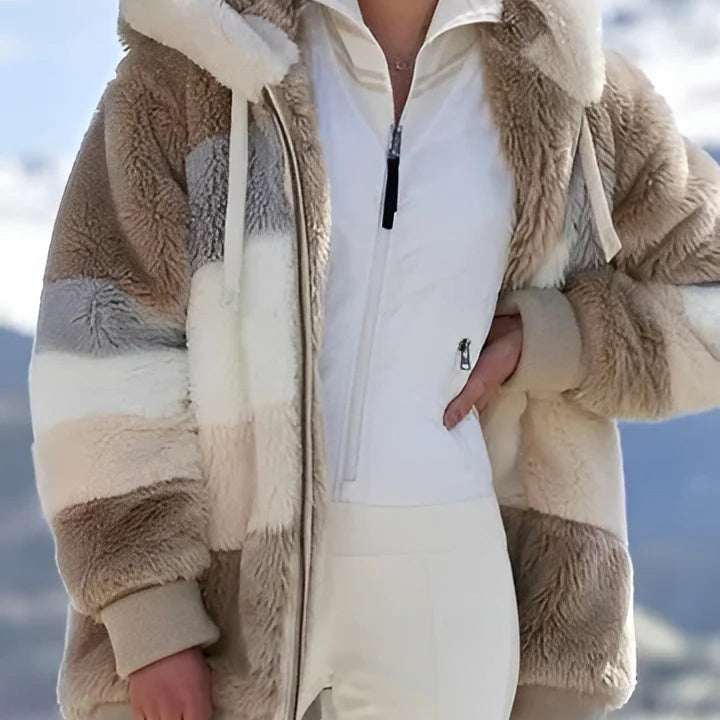 Women's Faux Fur Lined Winter Coat with Fleece Collar