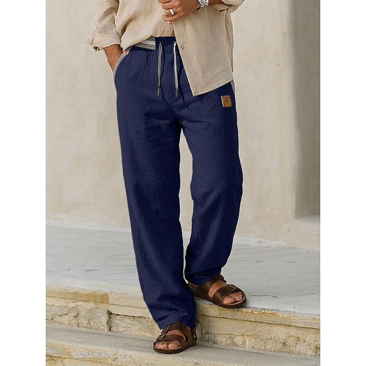 Men's Linen Straight-Leg Pants with Drawstring Waist
