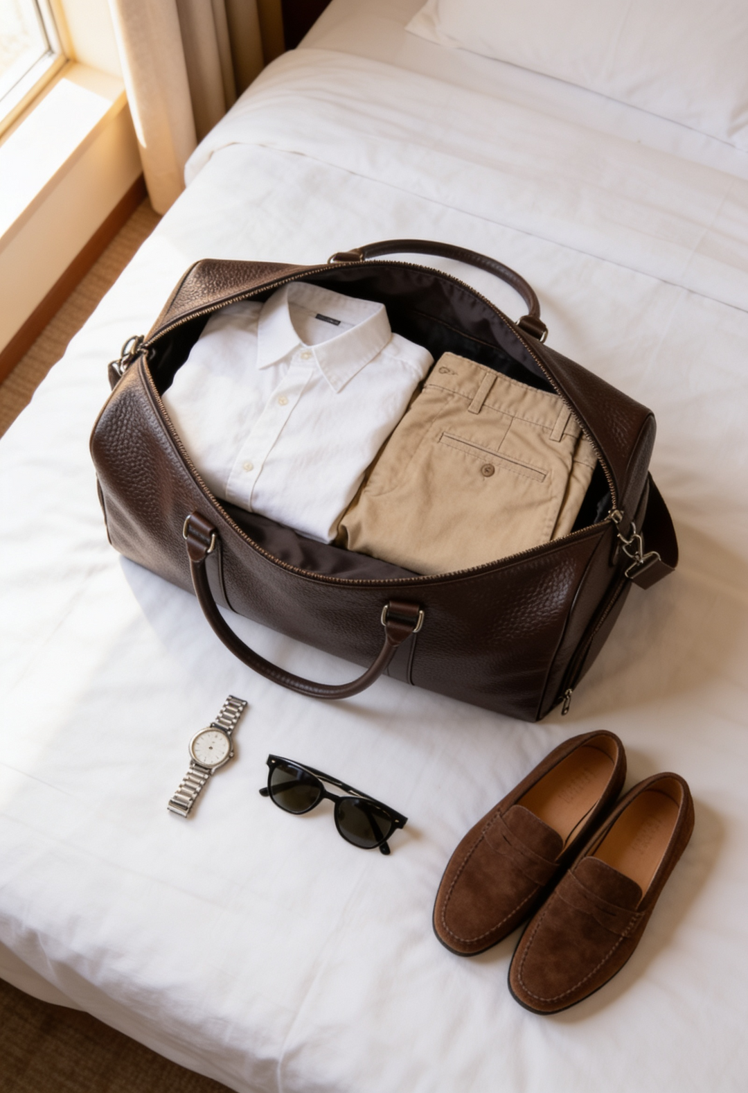 Men's Structured Duffel Bag with Shoulder Strap