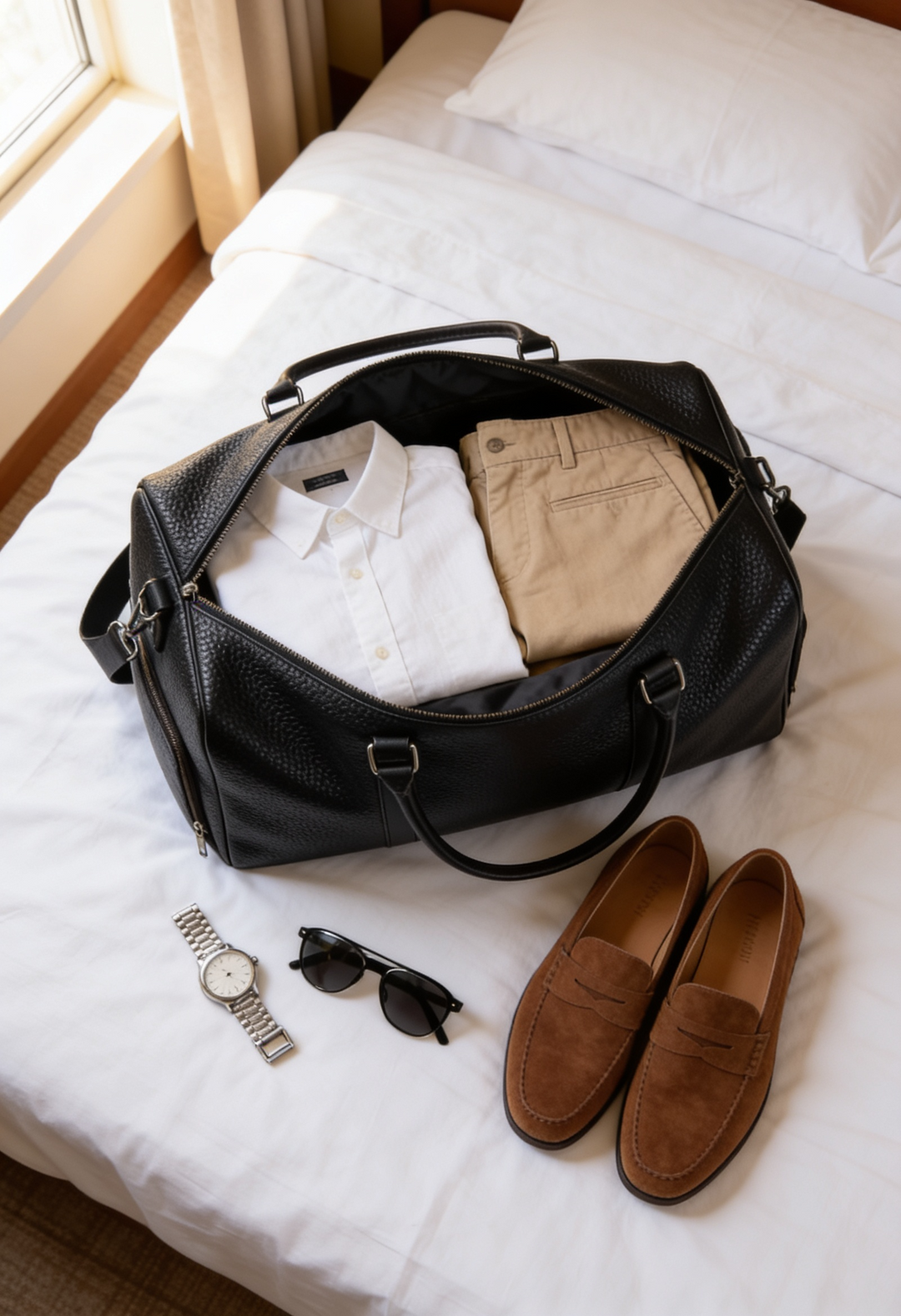 Men's Structured Duffel Bag with Shoulder Strap