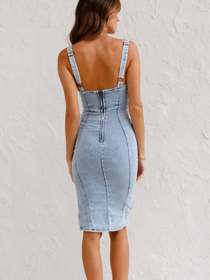 Alessia | Denim Bodycon Midi Dress