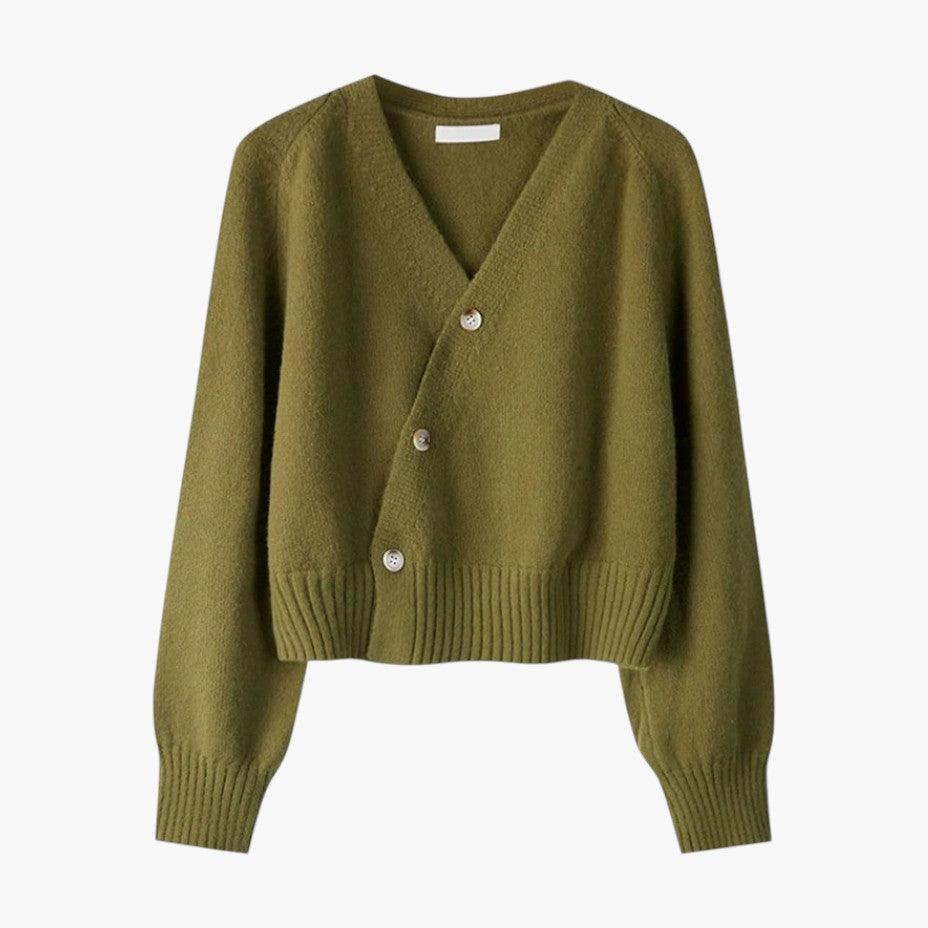 Chloe | Cropped V Neck Knit Cardigan