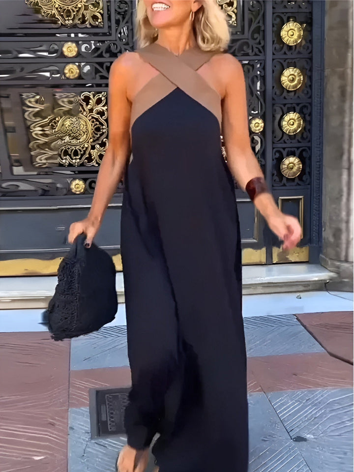 Cross Over Halter Neck Maxi Dress