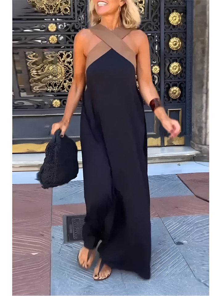 Evelina | Cross Halter Neck Occasion Maxi Dress