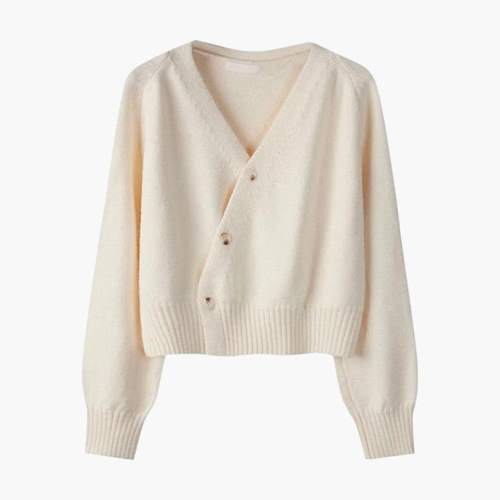 Chloe | Cropped V Neck Knit Cardigan