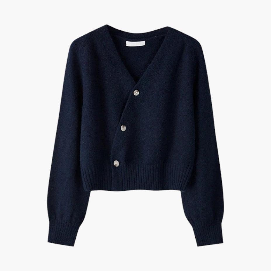 Chloe | Cropped V Neck Knit Cardigan