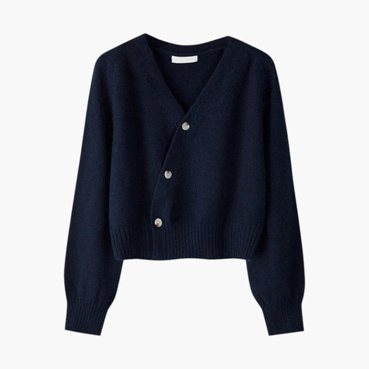 Chloe | Cropped V Neck Knit Cardigan
