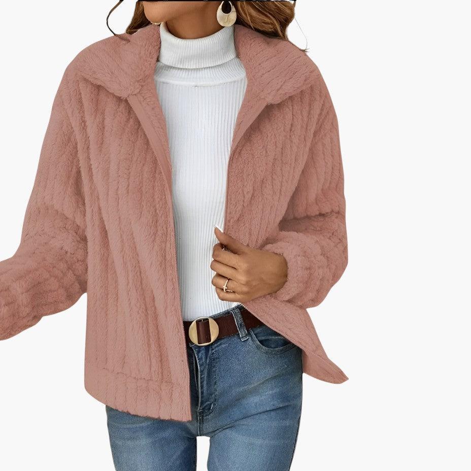 Sienna | Textured Zip Front Fleece Cardigan