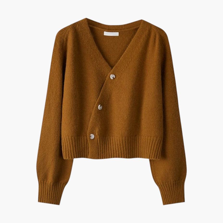 Chloe | Cropped V Neck Knit Cardigan