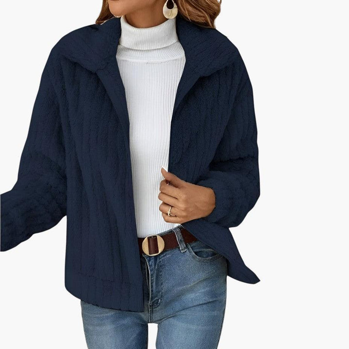 Sienna | Textured Zip Front Fleece Cardigan