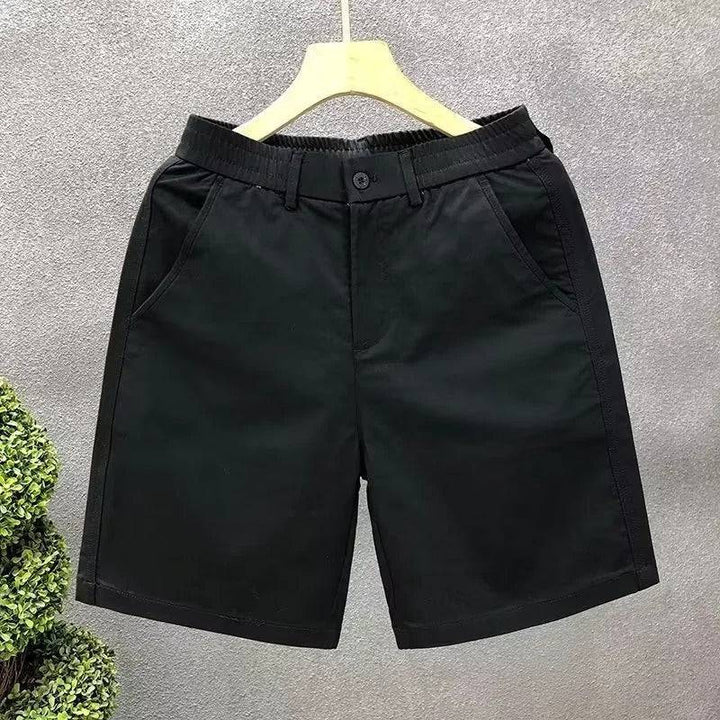 Men's Elastic Waist Chino Shorts with Button Tab Closure