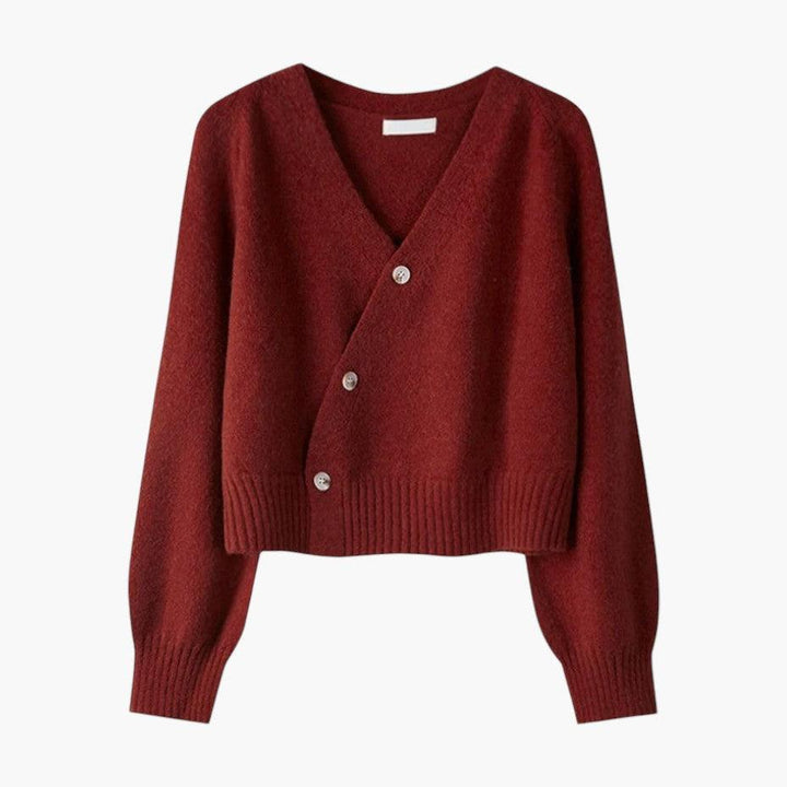 Chloe | Cropped V Neck Knit Cardigan
