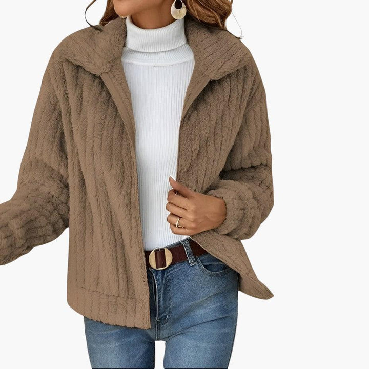Sienna | Textured Zip Front Fleece Cardigan