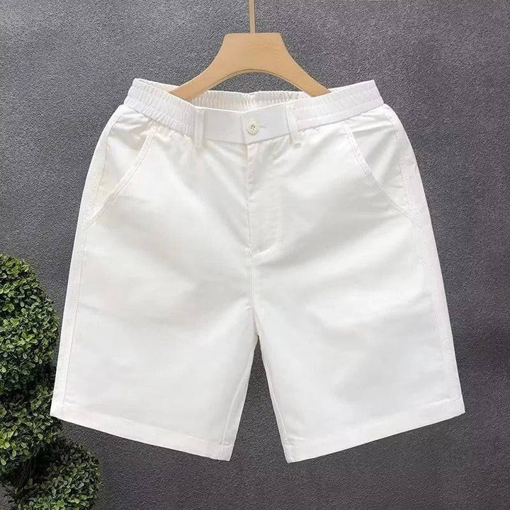 Men's Elastic Waist Chino Shorts with Button Tab Closure
