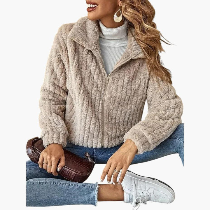 Sienna | Textured Zip Front Fleece Cardigan