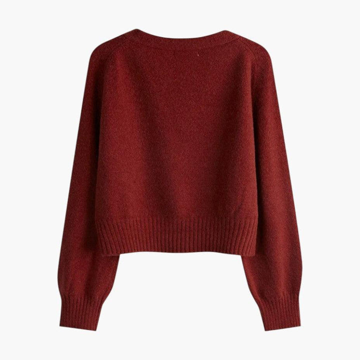 Chloe | Cropped V Neck Knit Cardigan