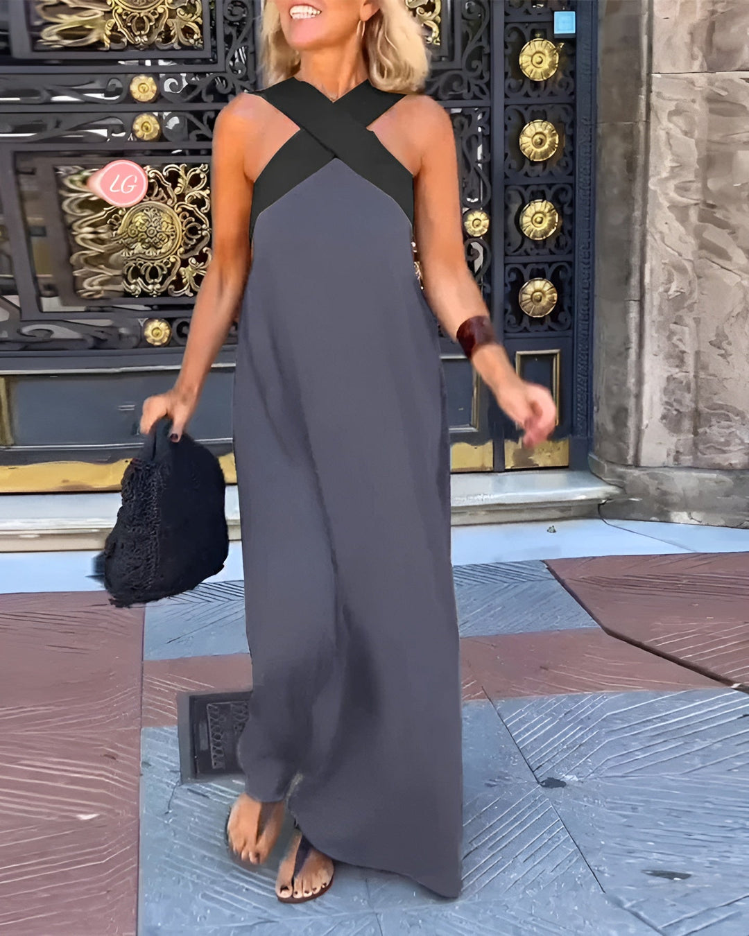 Evelina | Cross Halter Neck Occasion Maxi Dress