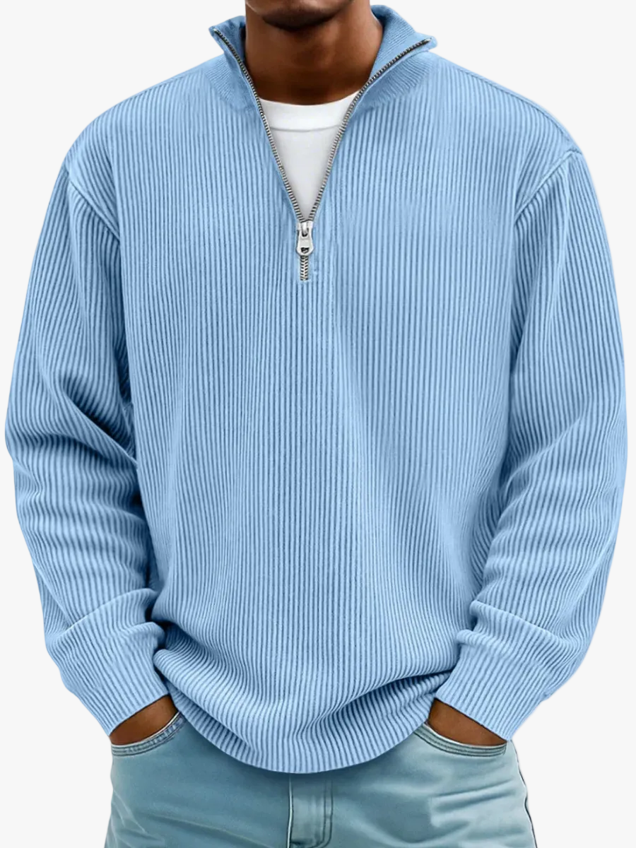 Men's Quarter-Zip Ribbed Knit Jumper