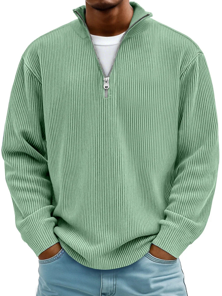 Men's Quarter-Zip Ribbed Knit Jumper