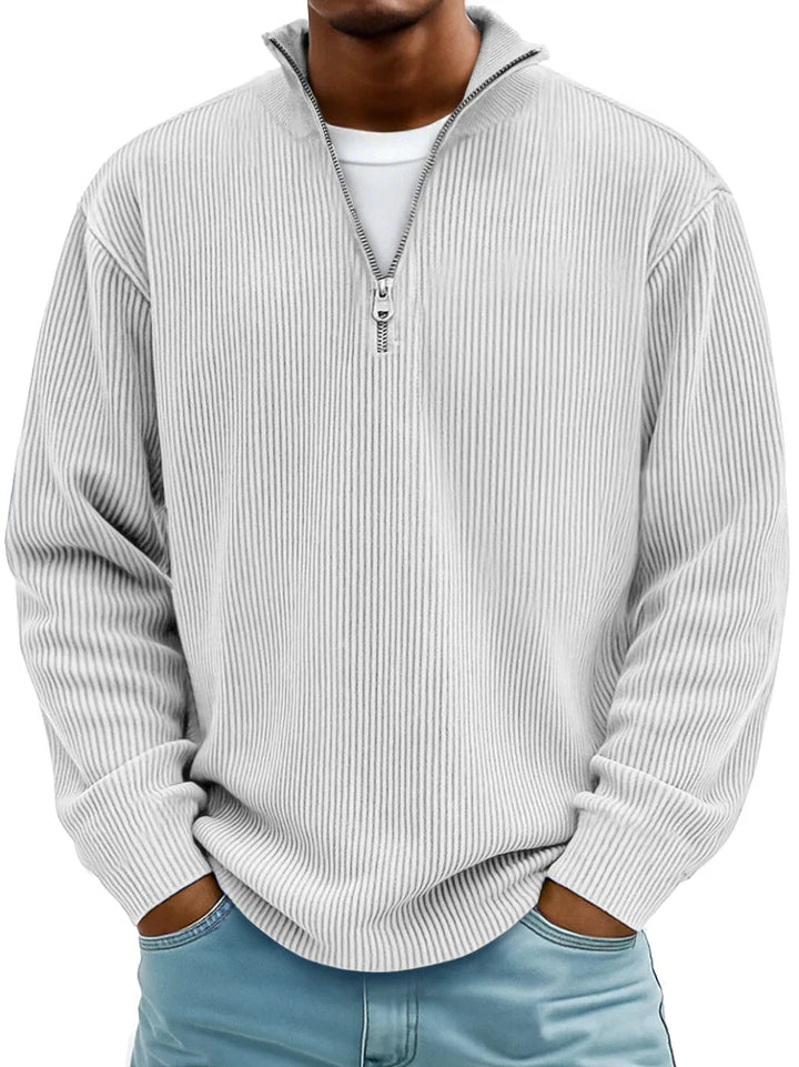 Men's Quarter-Zip Ribbed Knit Jumper