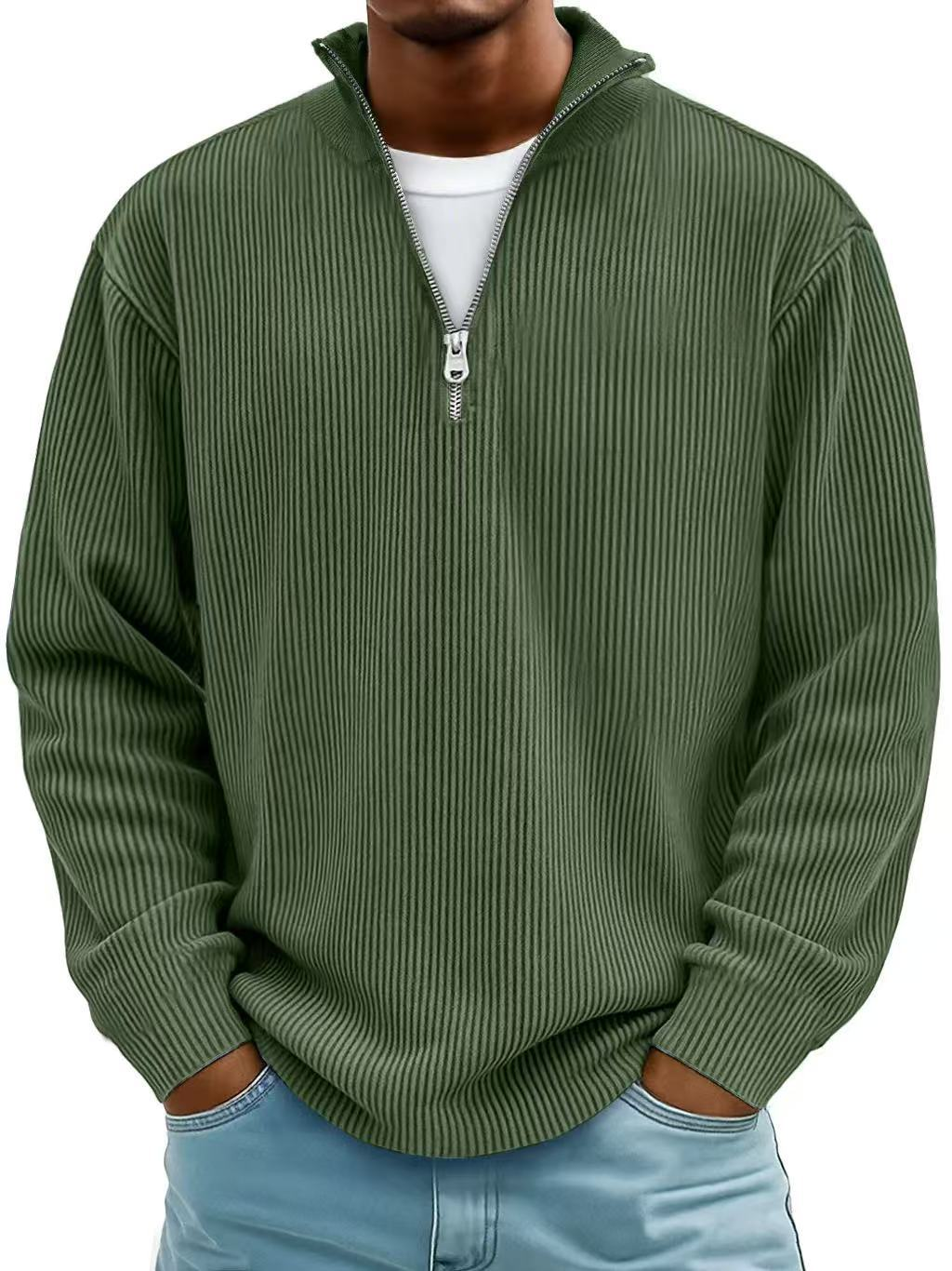 Men's Quarter-Zip Ribbed Knit Jumper