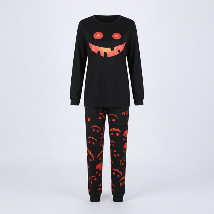 Women's Halloween Pumpkin Face Print Pyjama Set