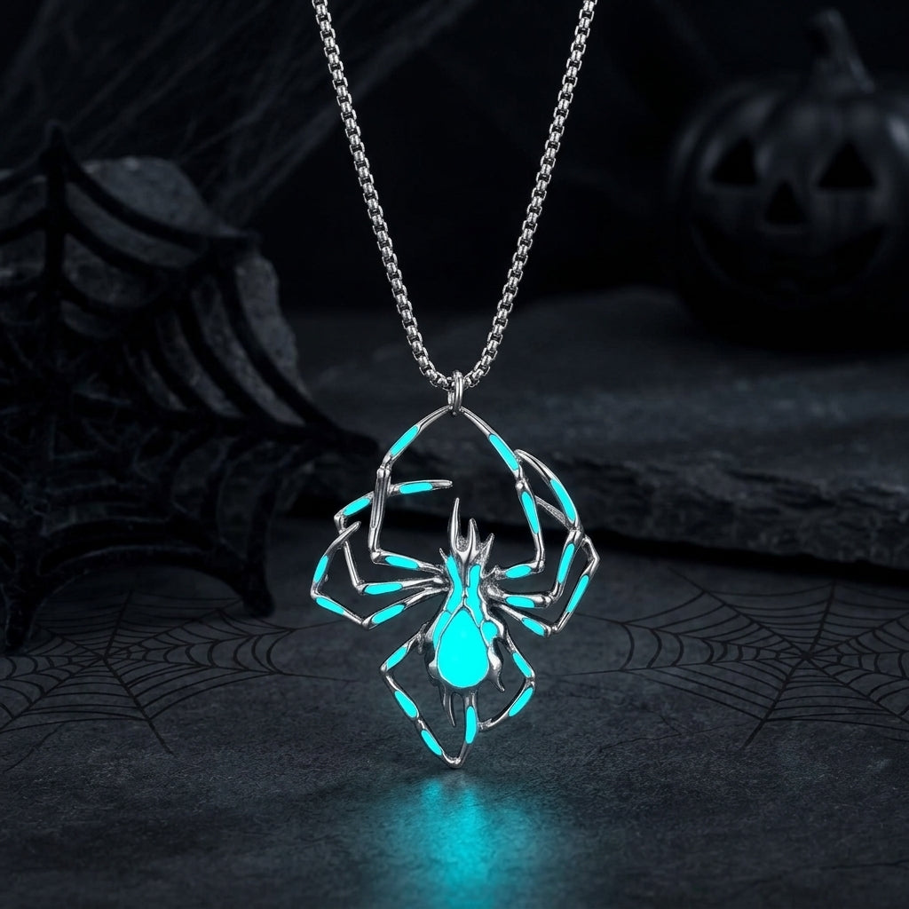 Glow in the Dark Halloween Spider Necklace