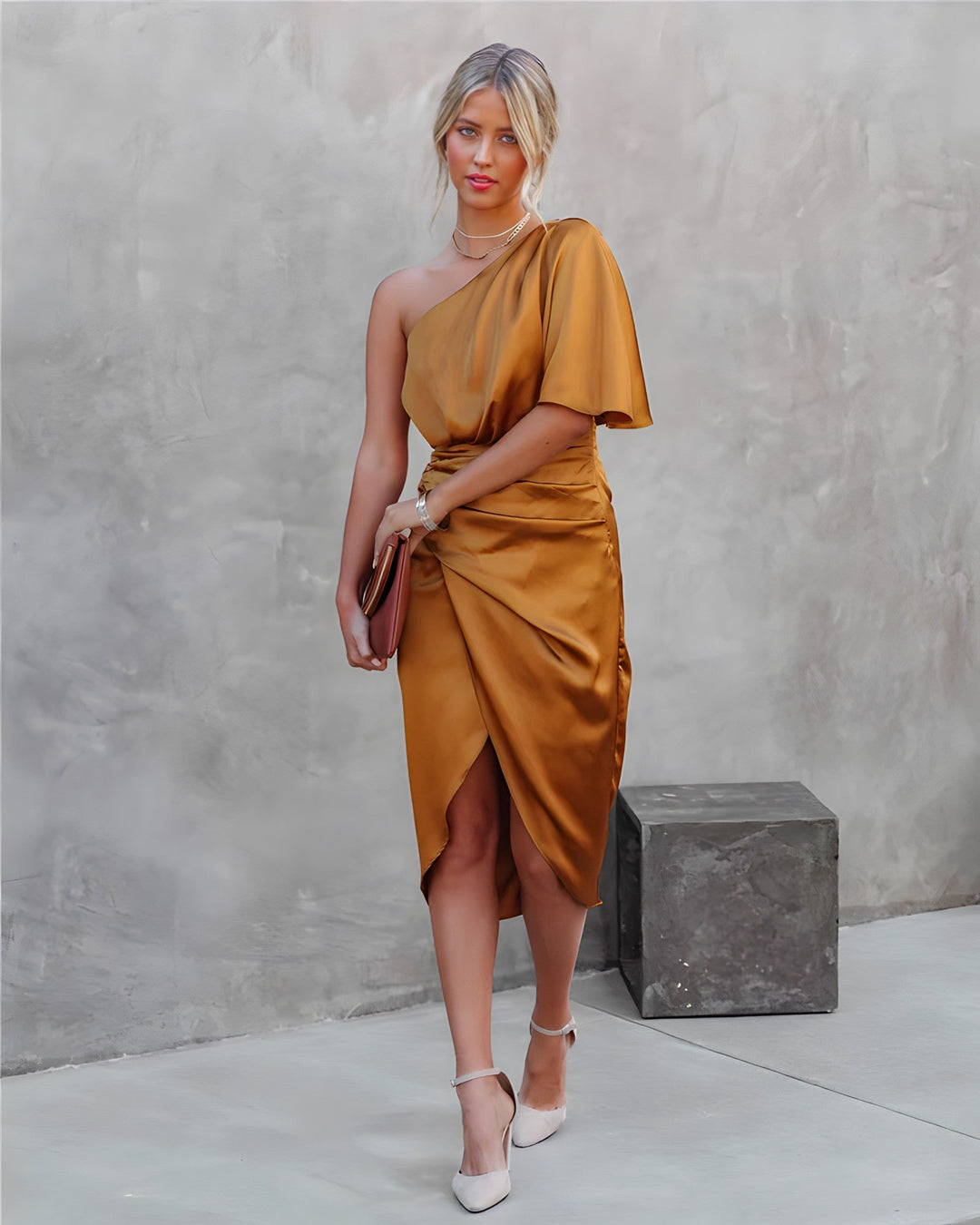 Lana | One Shoulder Satin Cocktail Dress