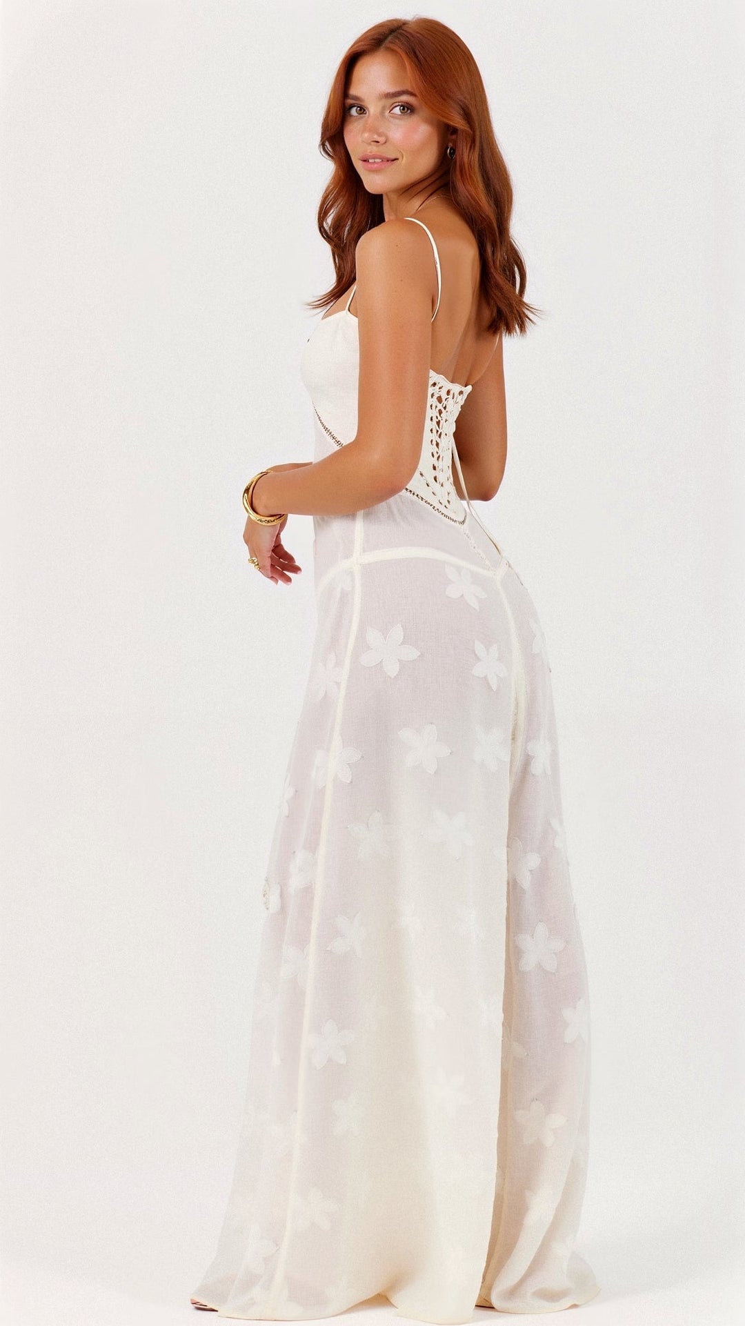 Celeste | Floral Lace Sheer Maxi Dress