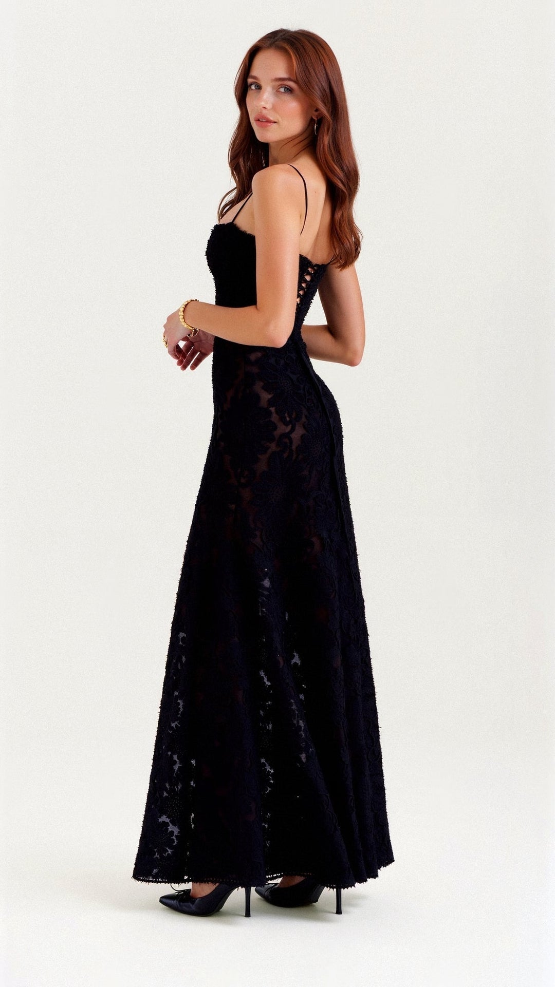 Celeste | Floral Lace Sheer Maxi Dress