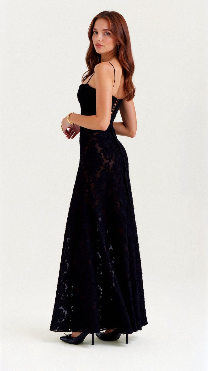 Celeste | Floral Lace Sheer Maxi Dress