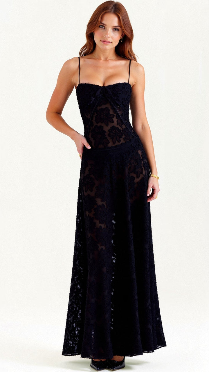 Celeste | Floral Lace Sheer Maxi Dress