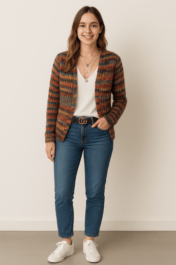 Harper | Multicolour Stripe Open Front Cardigan
