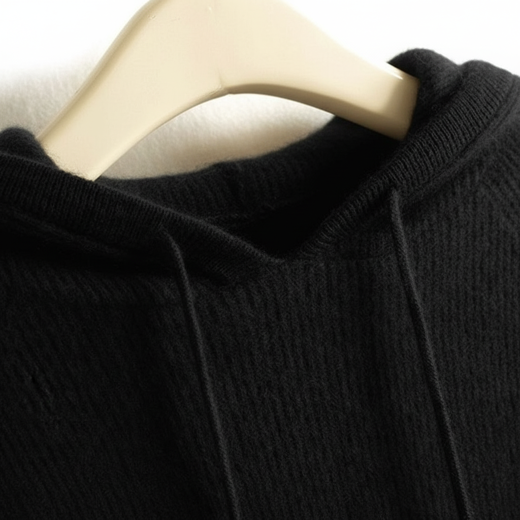 Women's Ribbed Hooded Jumper with Drawstring