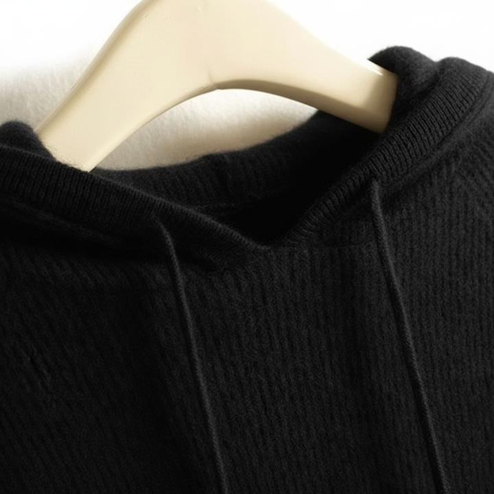 Women's Ribbed Hooded Jumper with Drawstring