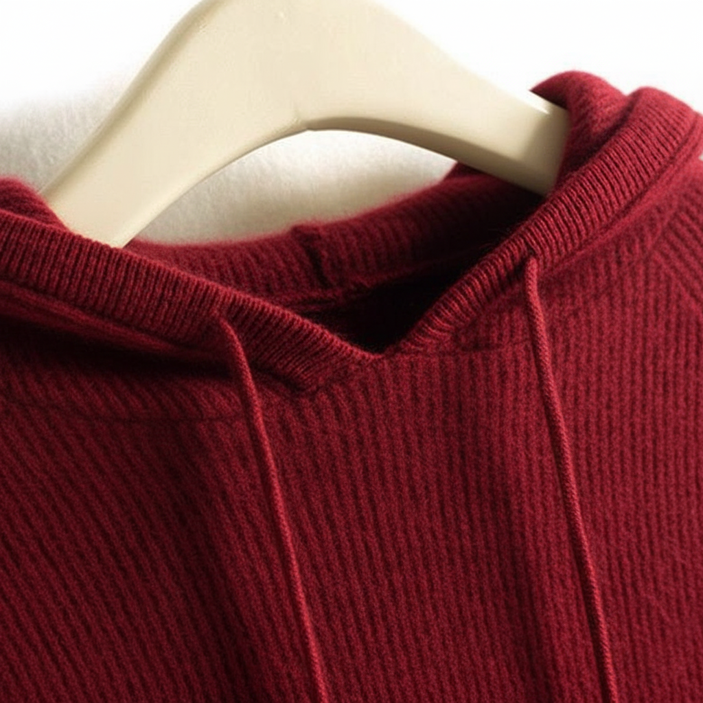 Women's Ribbed Hooded Jumper with Drawstring