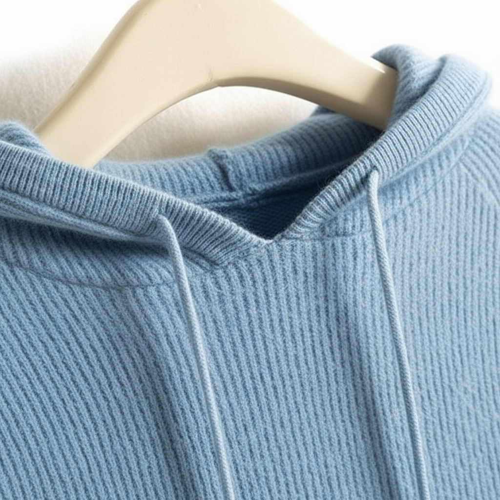 Women's Ribbed Hooded Jumper with Drawstring