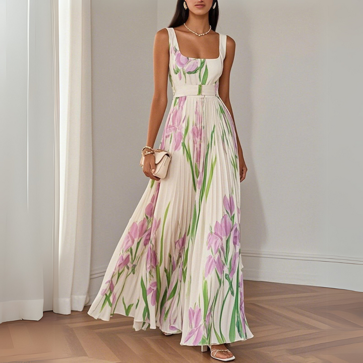 Elise | Floral Pleated Occasion Maxi Dress